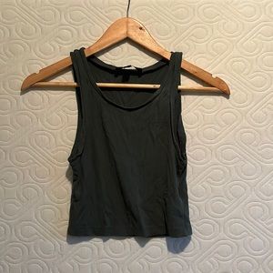 Forest Green Ribbed Crop Tank